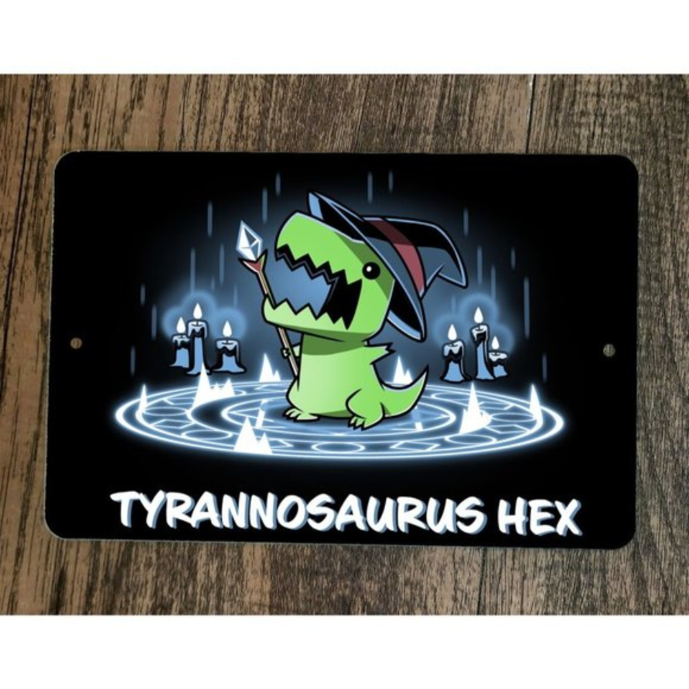 Tyrannosaurus Hex Witch 8x12 Metal Wall Sign Poster